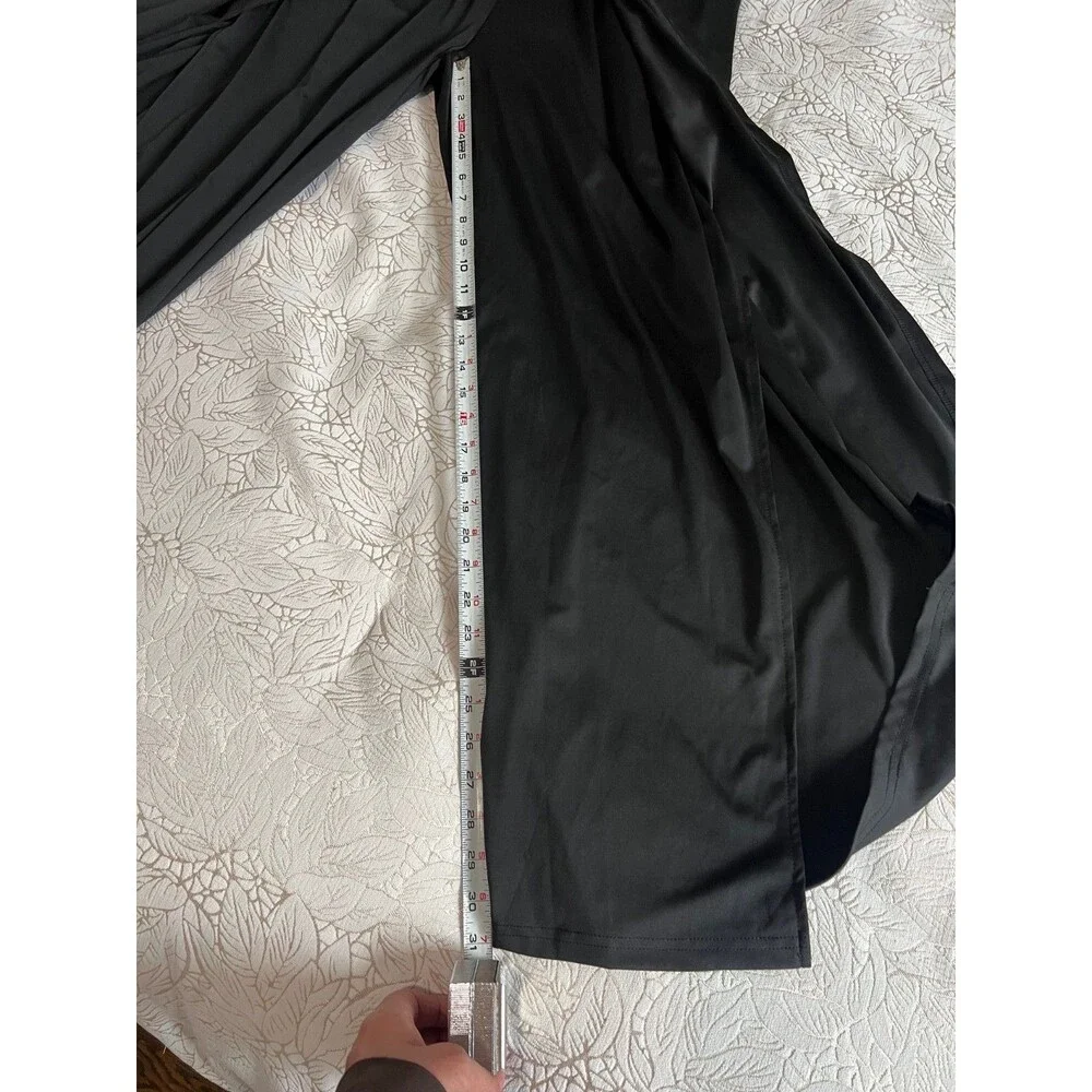 Black Cold Shoulder Bell Sleeve Wide Leg Jumpsuit with Sequin Neckline NEW